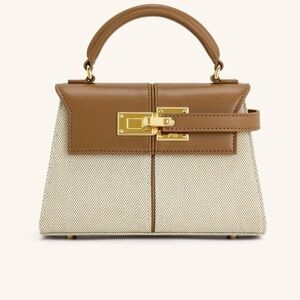 JW PEI Elise top handle crossbody brown canvas bag mini